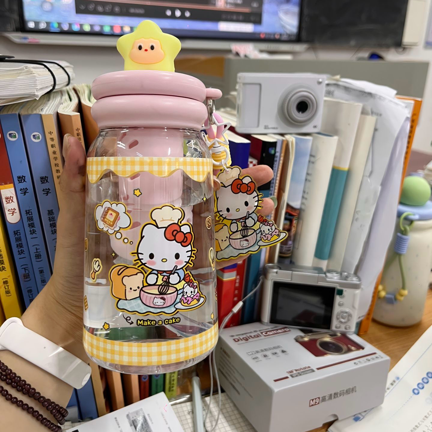 2026小猫水杯可爱女生稀奇古怪带吸管杯子超萌卡通透明耐高温夏季