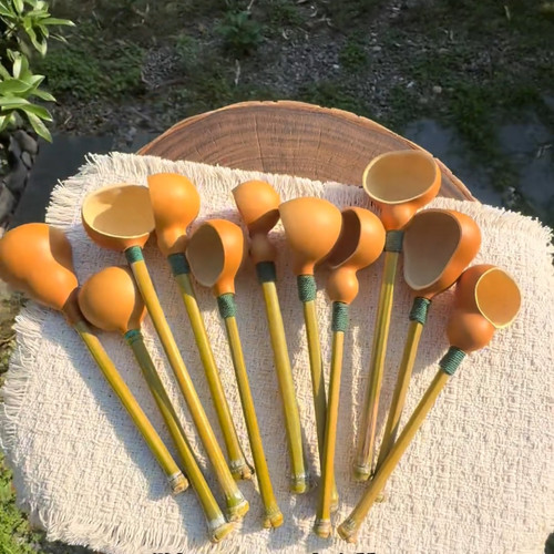 天然葫芦竹柄水舀茶桌可爱自制葫芦勺子2026新款葫芦手工艺茶勺