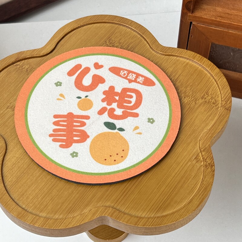 复古发财杯垫硅胶高颜值