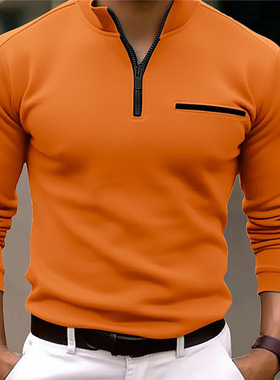 跨境 2024春秋季速卖亚马逊POLO衫手臂拉链男士运动马球衫