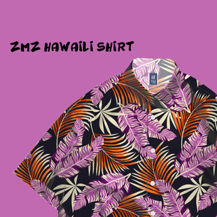 港风复古vintage花衬衫 冰丝东南亚设计感痞帅宽松衬衣男女 男短袖