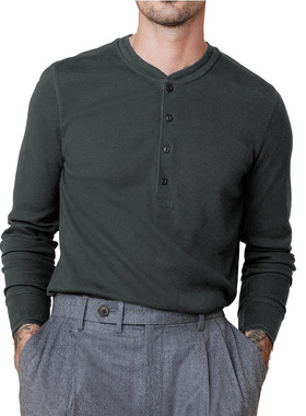 跨境亚马逊美式男装长袖t恤欧美男士亨利衫秋季打底衫上衣