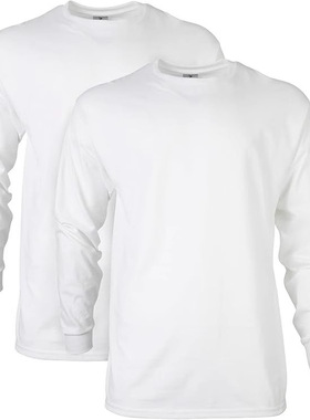 亚马逊纯棉长袖恤250克男女大码宽松T恤款秋百搭纯色款