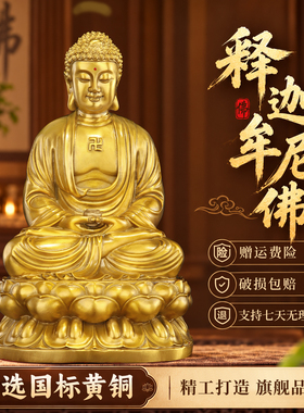 纯黄铜释迦牟尼像客厅家用铜释迦摩尼佛像大日如来像铜摆件大号