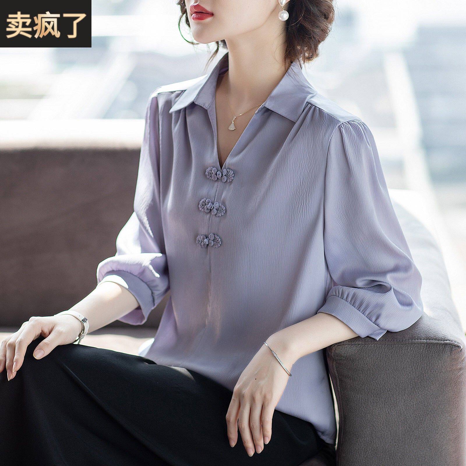 妈妈春夏装休闲 套装中年女时尚气质雪纺40岁中老年人洋派T恤上衣