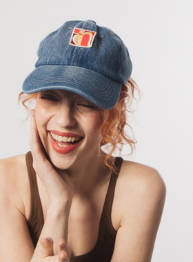 THINGNESS 水洗牛仔蓝刺绣标百搭软圆顶鸭舌帽
