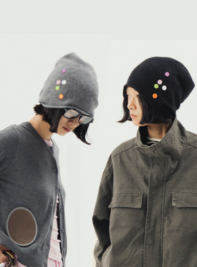 Thingness 彩色圆点纯羊毛针织冷帽