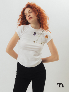 THINGNESS 花卉原创印花修身利落显瘦小版型短袖T恤