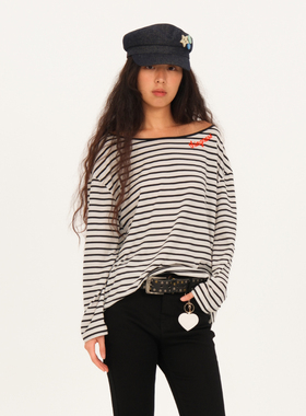 Thingness银离子防晒领口撞色刺绣可斜肩穿宽松透气T恤罩衫