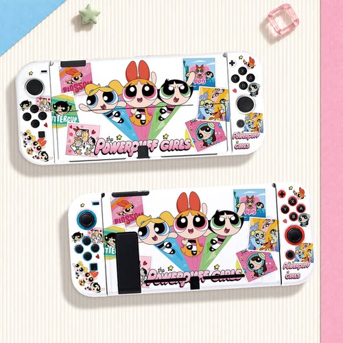 switch oled保护壳NS2代续航版硬壳分体全包防摔小女警相册可爱