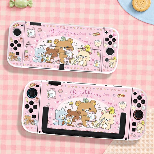 switch oled保护壳NS2代续航版硬壳分体全包防摔零食轻松熊