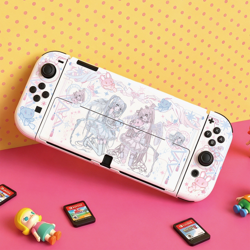 任天堂Switch2保护壳OLED硬壳分体底座全包防摔双生天使磨砂肤感
