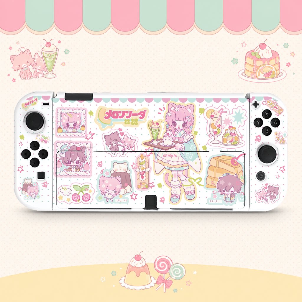 switch oled保护壳NS2代续航版硬壳分体全包防摔可爱薄巧茶点白壳图片