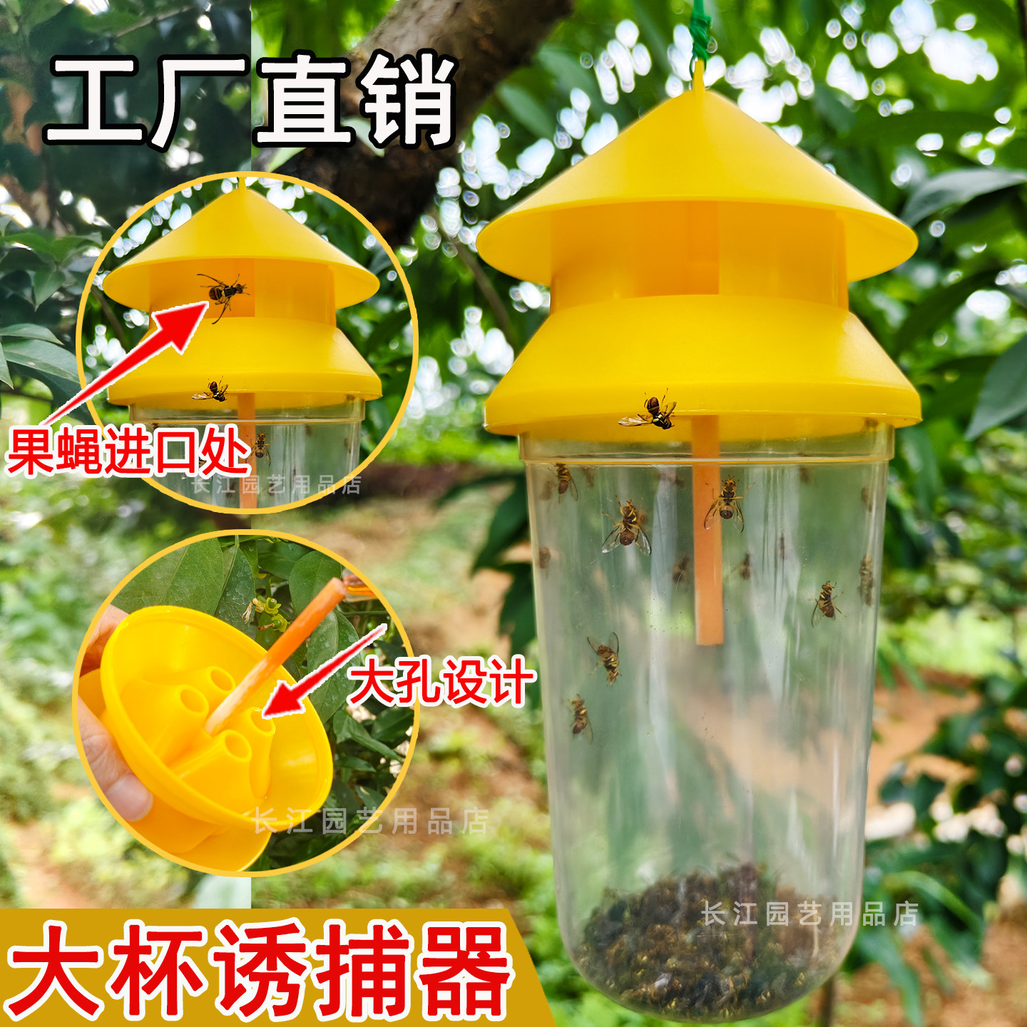 果蝇诱捕器果实蝇引诱剂针蜂诱捕器粘瓜果针蜂果实蝇诱捕虫器药水