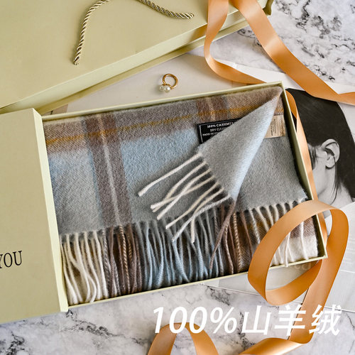 100%cashmere山羊绒围巾女冬季