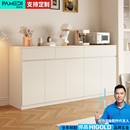 北欧简约餐边柜实木定制斗柜一体靠墙矮柜储物茶碗柜家用收纳窄柜