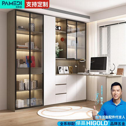 实木转角书桌书柜一体靠墙家用学生学习桌2025新款简约台式电脑桌