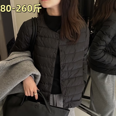 羽绒服加肥加宽薄款保暖外套女