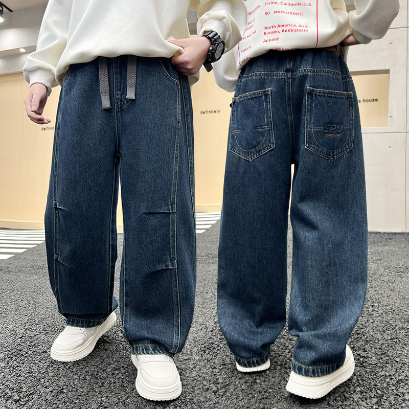 男童秋装2025年新款长牛仔裤早秋酷风简约酷帅炸街中学生童装超酷
