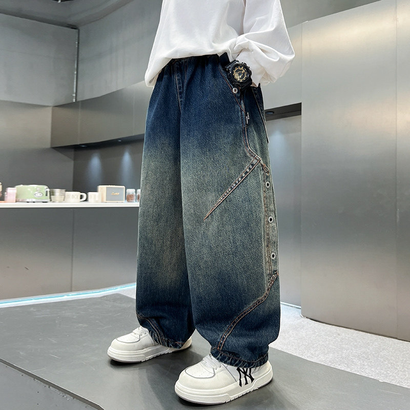 男童破洞牛仔裤秋装潮流中大童炸街童装洋气青少年中学生青春期