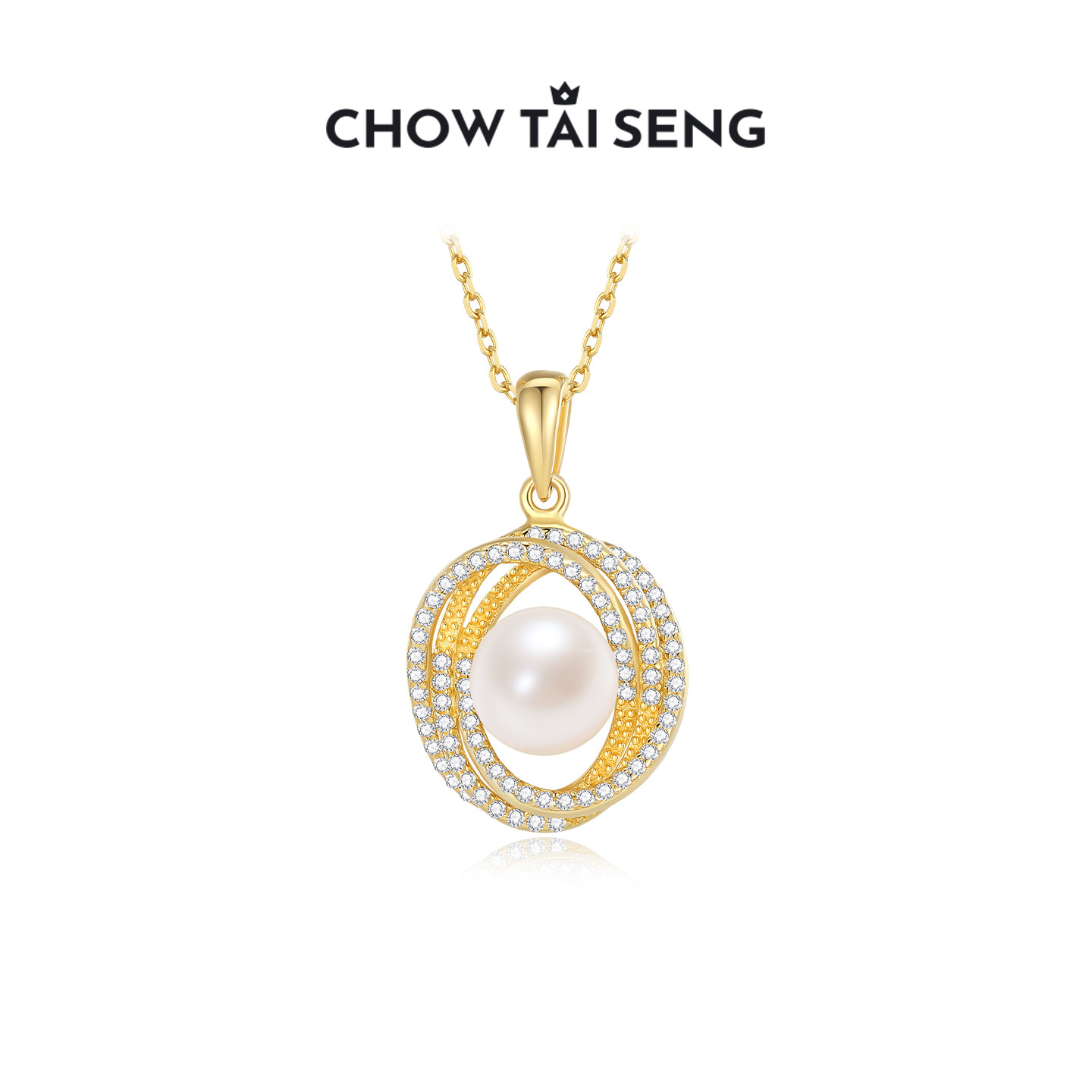 周大生金色复古埃及珠珍珠项链纯银秋冬配饰锁骨链生日礼物送女友