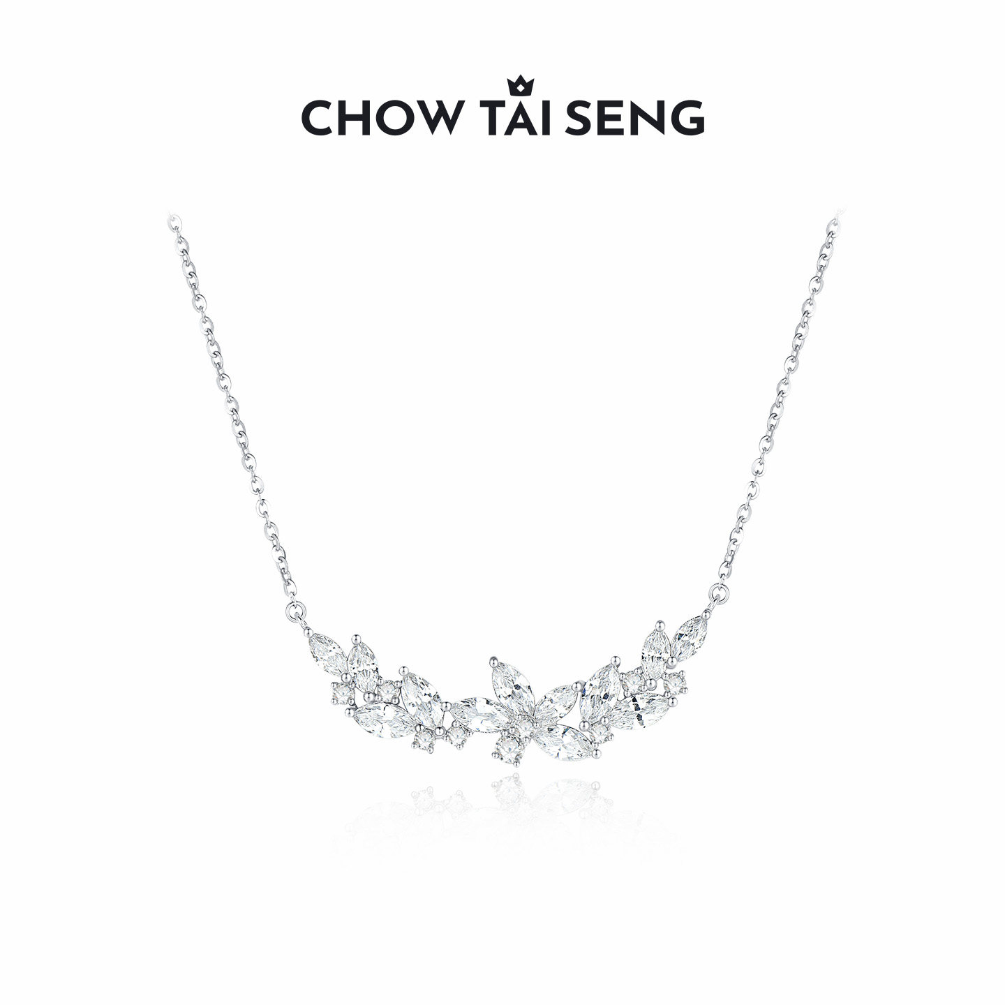 周大生紫藤花纯银S925项链女轻奢锁骨链高级感设计生日礼物送女友