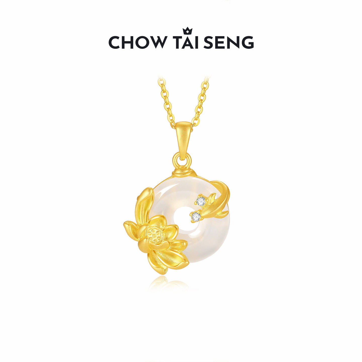 周大生福运平安扣玉髓项链女S925纯银锁骨链送妈妈实用母亲节礼物