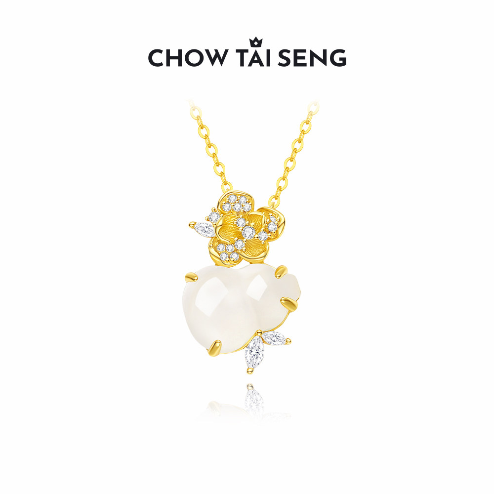 周大生福禄葫芦项链银925新中式玉髓吊坠锁骨链生日礼物送女友