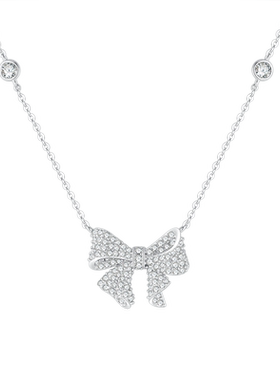 【生日礼物】周大生蝴蝶结银项链