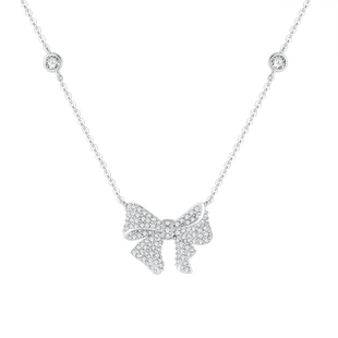 周大生蝴蝶结项链银S925轻奢简约高级设计感生日礼物送女友情人节