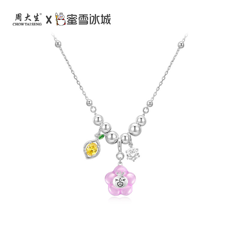 周大生×蜜雪冰城联名雪王项链女银元气一夏多巴胺锁骨链生日礼物
