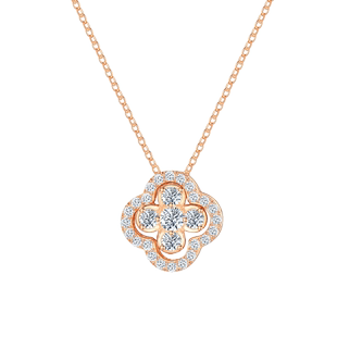 周大生四叶草项链女纯银轻奢小众锁骨链高级设计生日礼物送女友