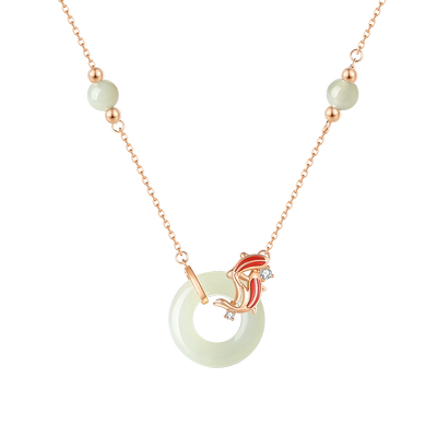 【生日礼物】周大生和田玉锦鲤链