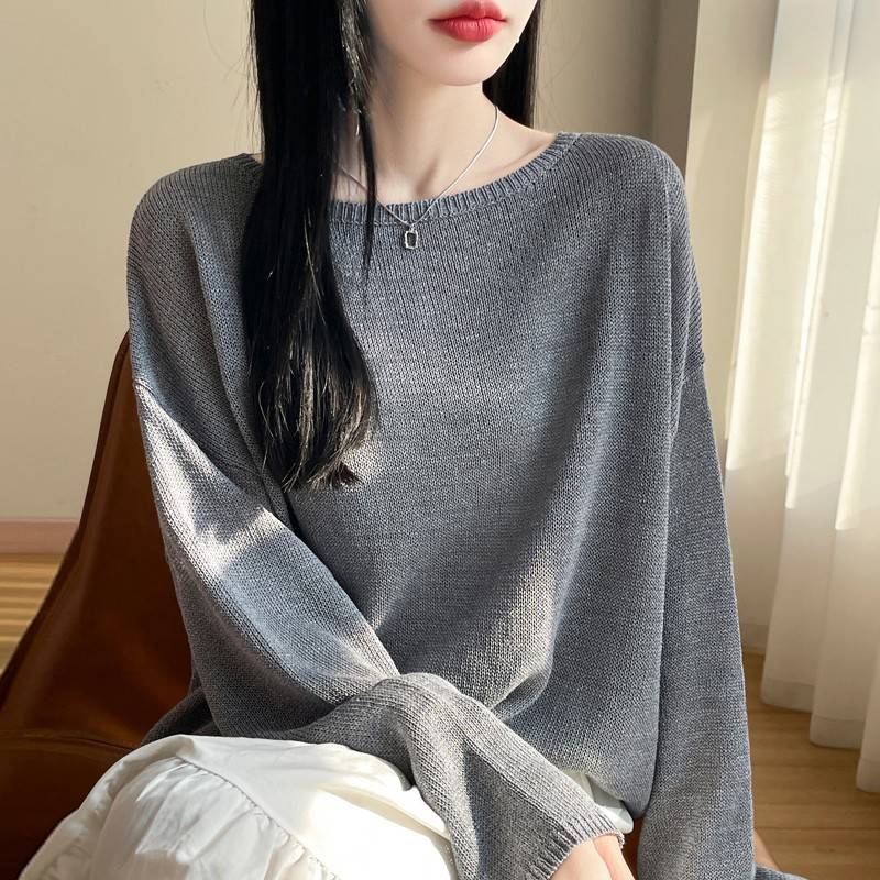 早秋显瘦宽松针织打底衫女2025新款春秋内搭上衣洋气大码女装毛衣