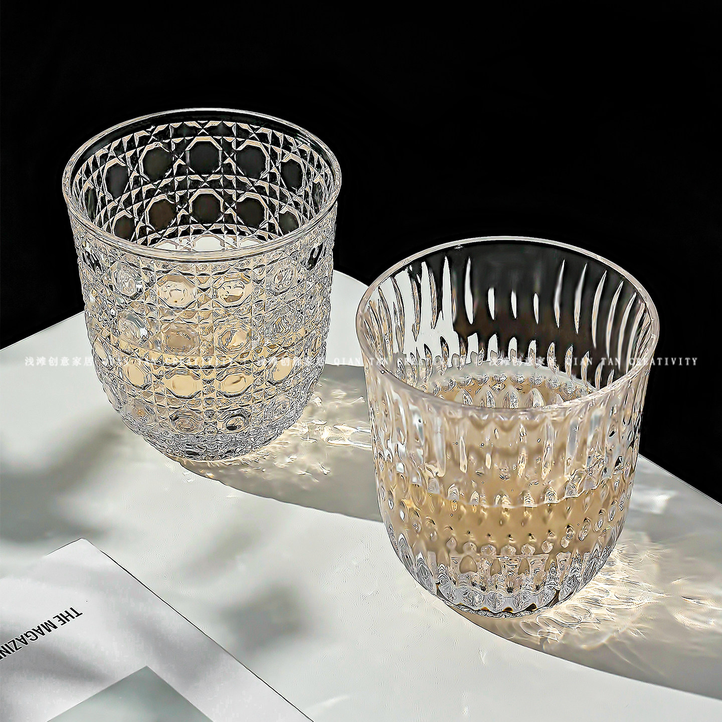 ins风设计感玻璃杯咖啡杯高颜值便携复古水杯家用鸡尾酒杯啤酒杯,餐饮具,玻璃杯,淘宝优惠券,粉丝福利购,淘宝优惠卷