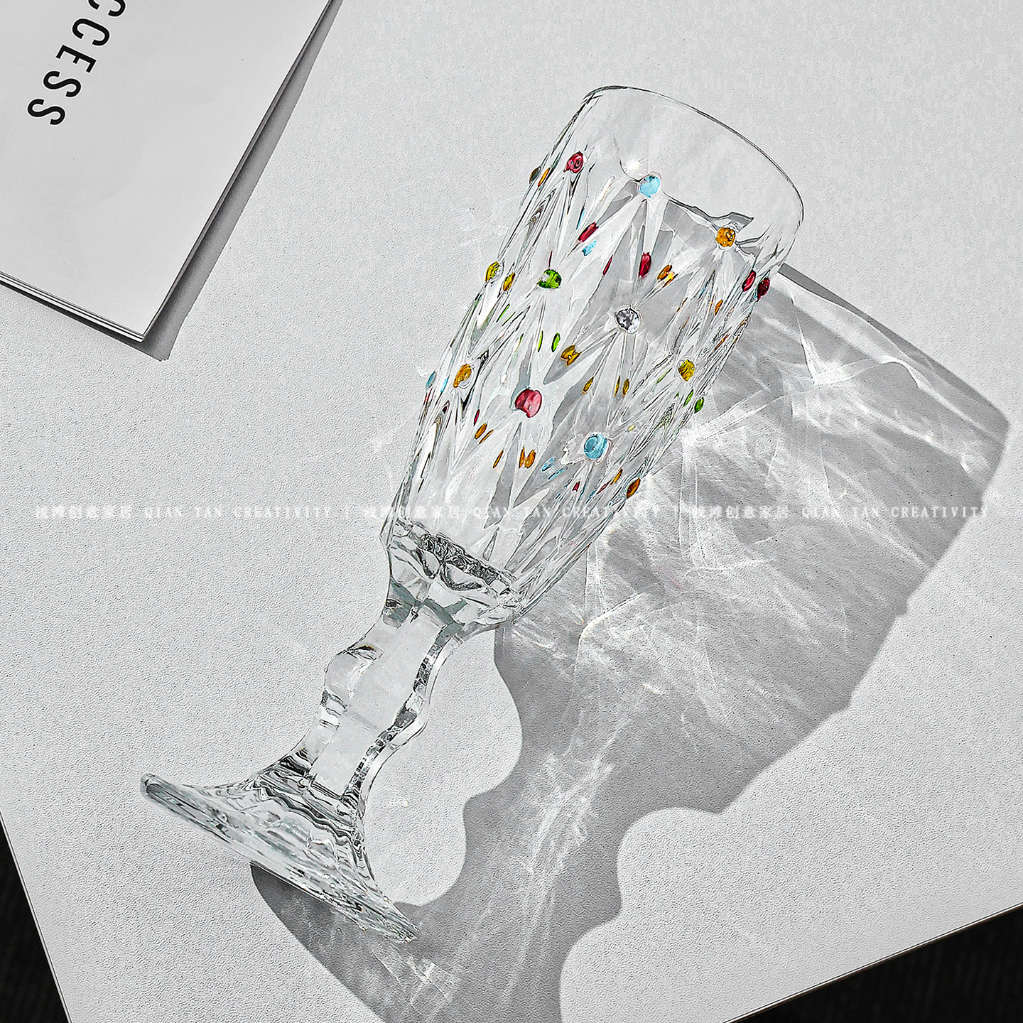 珠光浮雕轻奢高档香槟杯家用高级感高脚杯高颜值红酒洋酒鸡尾酒杯