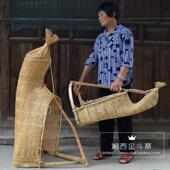 湘西手工竹编灯罩捕鱼笼酒店餐厅装 灯罩艺术客厅摆件 饰道具篓中式