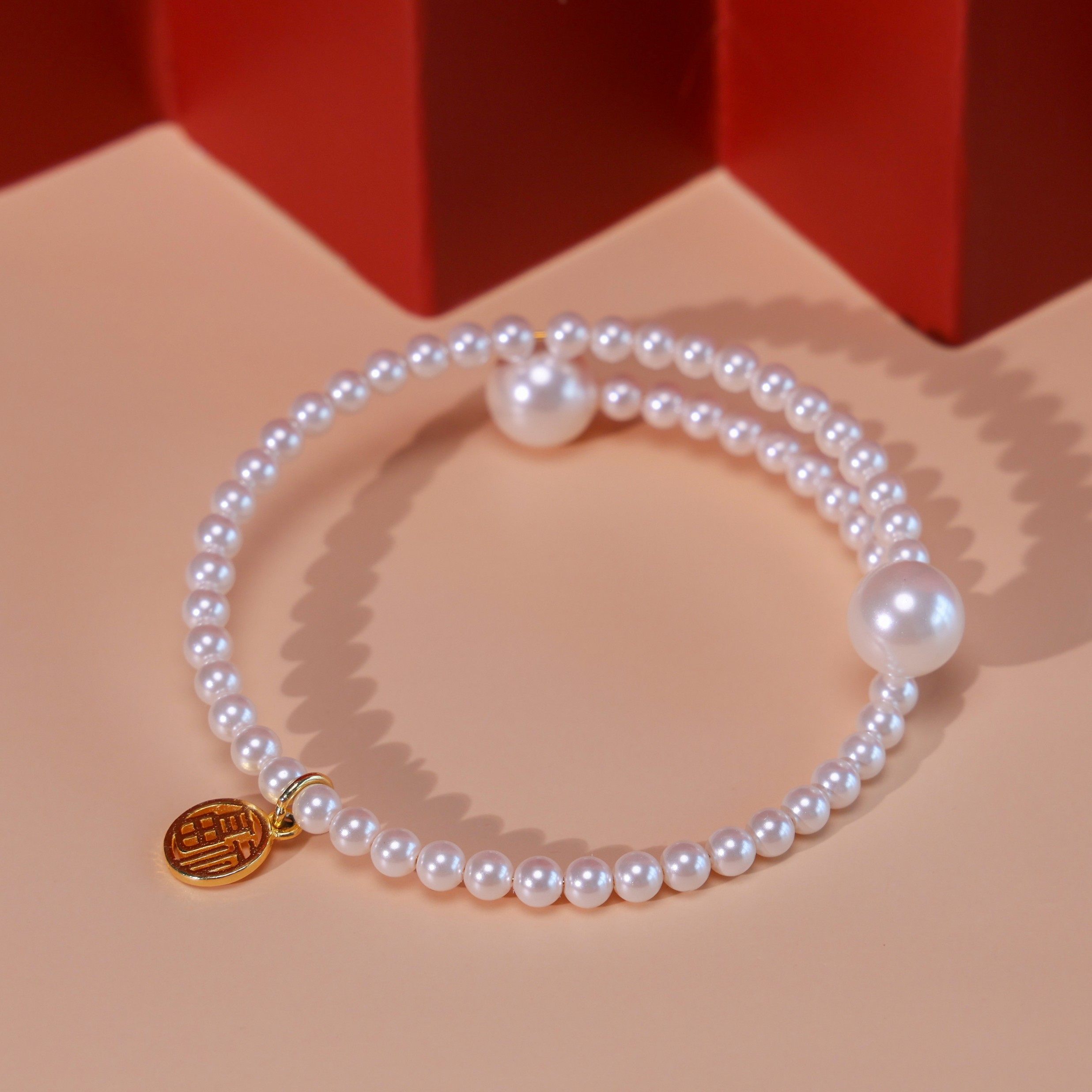 白色Baby串珠手镯时尚小福牌百搭珠珠气质手串女,饰品/流行首饰/时尚饰品新,银饰手镯,淘宝优惠券,粉丝福利购,淘宝优惠卷