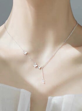 s925纯银蝴蝶项链女 小众轻奢百搭颈链仙气ins风夏锁骨链简约