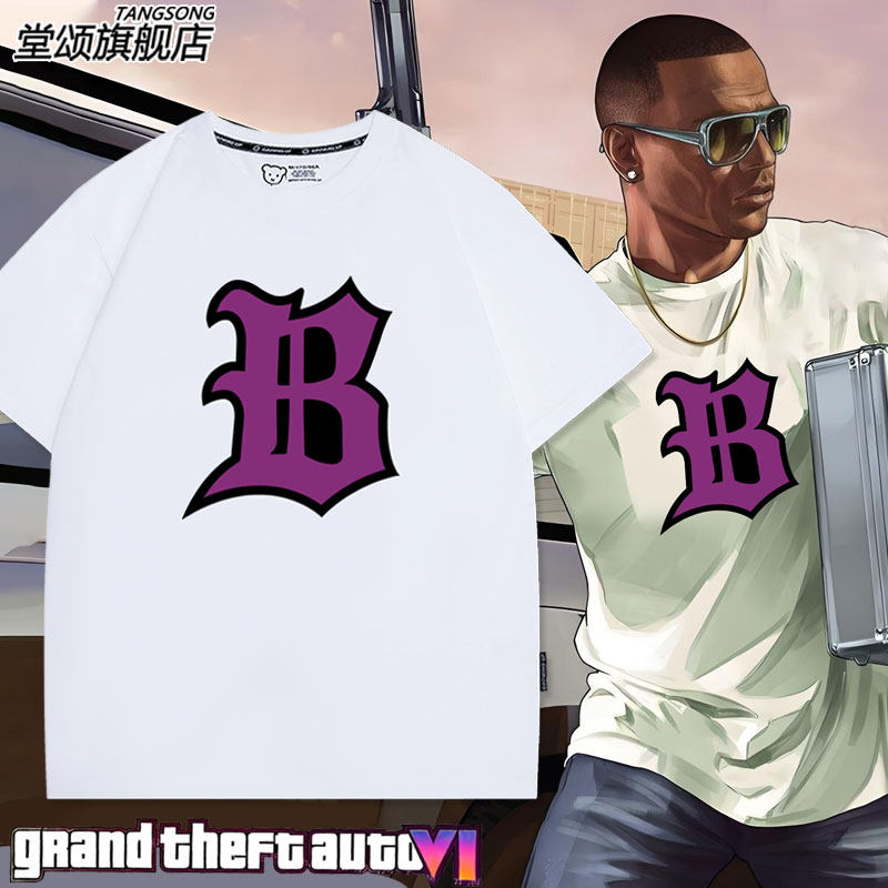 GTA6游戏R星侠盗猎车手同款周边短袖T恤男女纯棉上衣宽松百搭衣服
