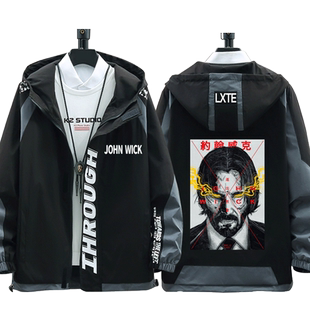 疾速追杀3John Wick杀神基努拉链夹克休闲衣服男女百搭外套上衣