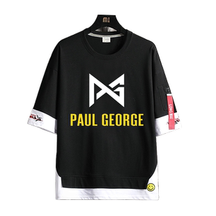 快船队保罗乔治篮球短袖训练服伦纳德衣服运动纯棉半袖飘带T恤夏