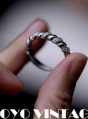 纠S925纯银饰品复古风中古欧美法式意大利手工轻奢女款开口戒指