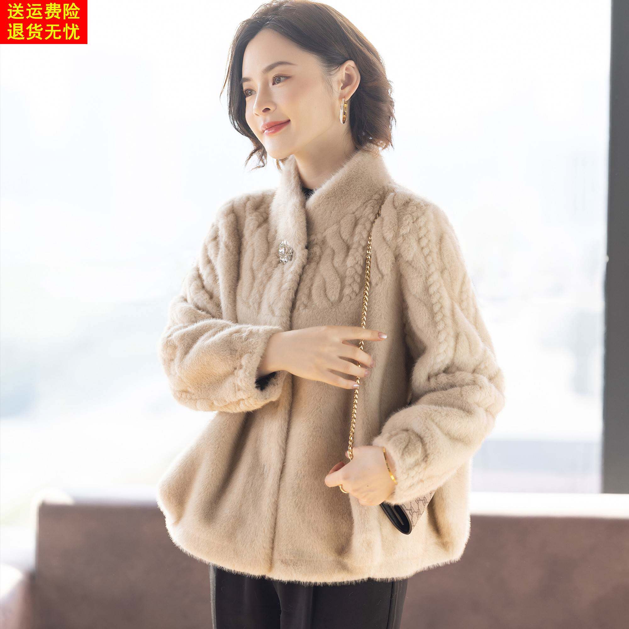 妈妈冬装外套水貂绒加厚宽松上衣服中老年人女洋气2025新款50多岁
