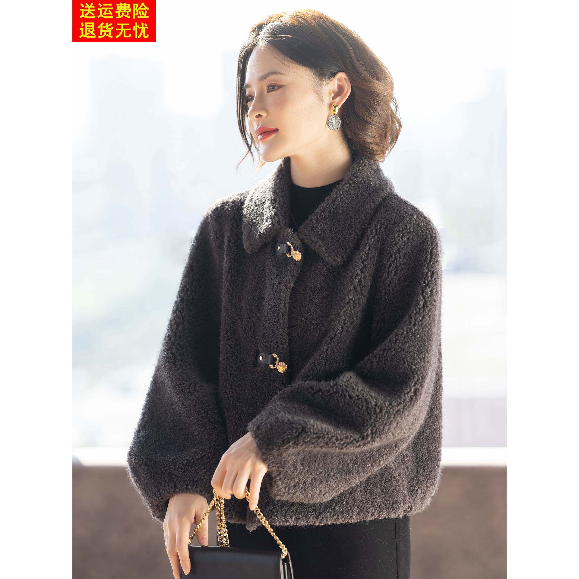 妈妈冬装外套洋气时尚小个子中老年人妇女秋冬上衣服宽松休闲夹克