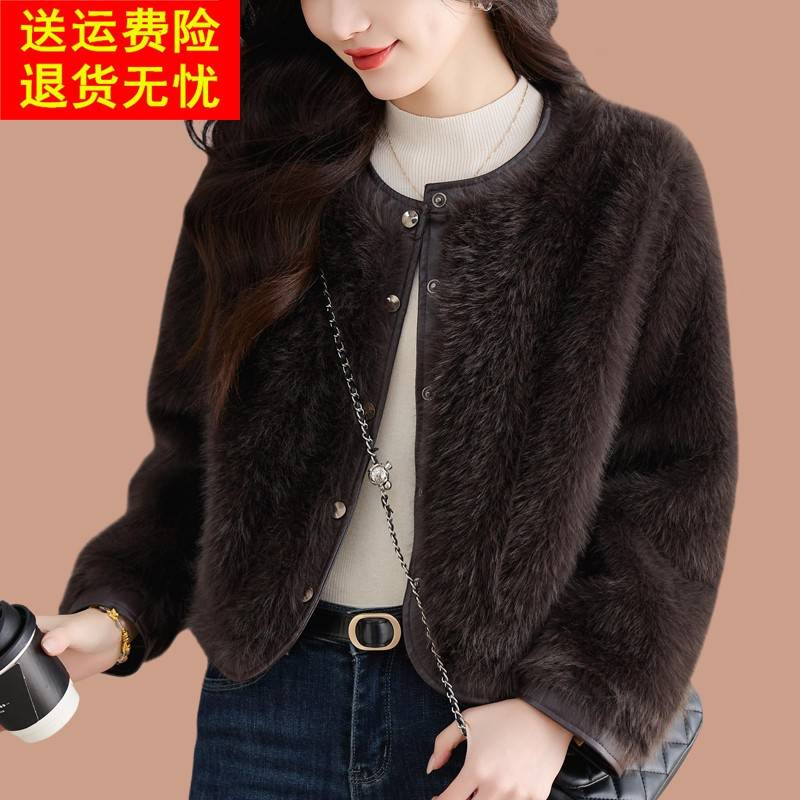 皮毛一体2025新款爆款小个子海宁皮草外套女年轻款仿貂毛毛上衣厚