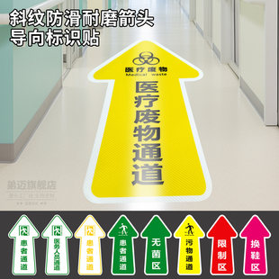 患者通道 污物通道 医护人员通道斜纹箭头地贴医院诊所防滑导向地