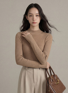 【歌铭】法式复古半高领针织衫女装冬季长袖毛衣打底内搭衫W294D