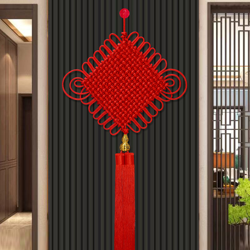 中国结挂件客厅大号高档电视墙装饰玄关铜挂饰新中式过年商务礼品