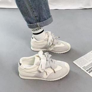 复便古轻皮面德训鞋5女款22新款秋季爆款百搭动鞋休0闲厚底板运鞋
